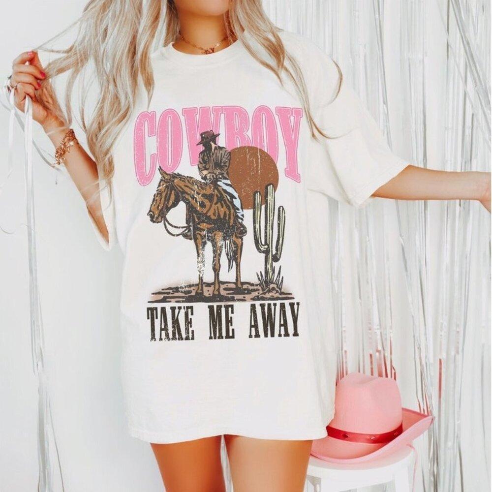 Western Retro Cowboy Take Me Away Country Cowgirl Graphic Music Fan Gift Shirt